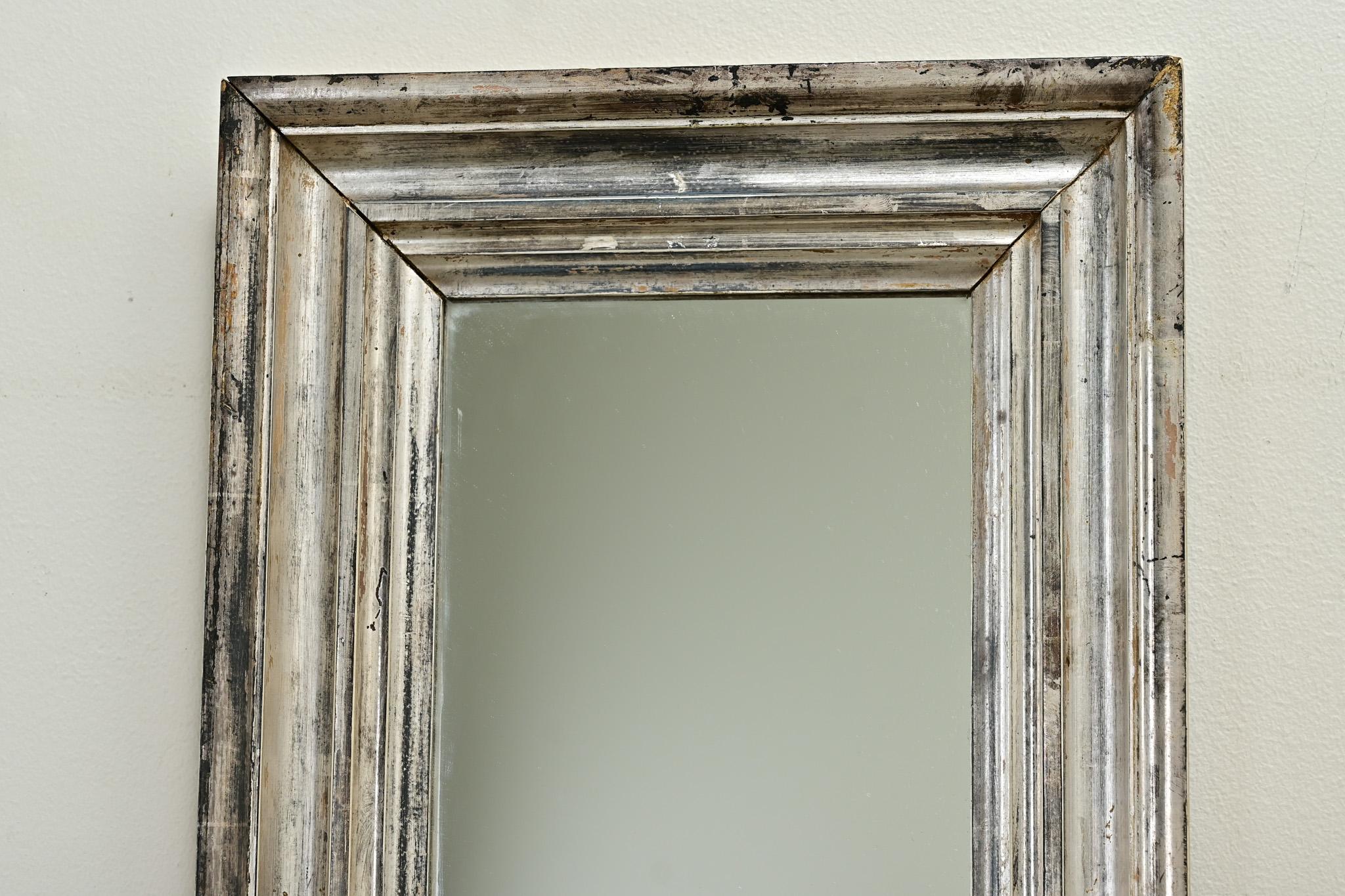 French Petite Silver Gilt Framed Mirror