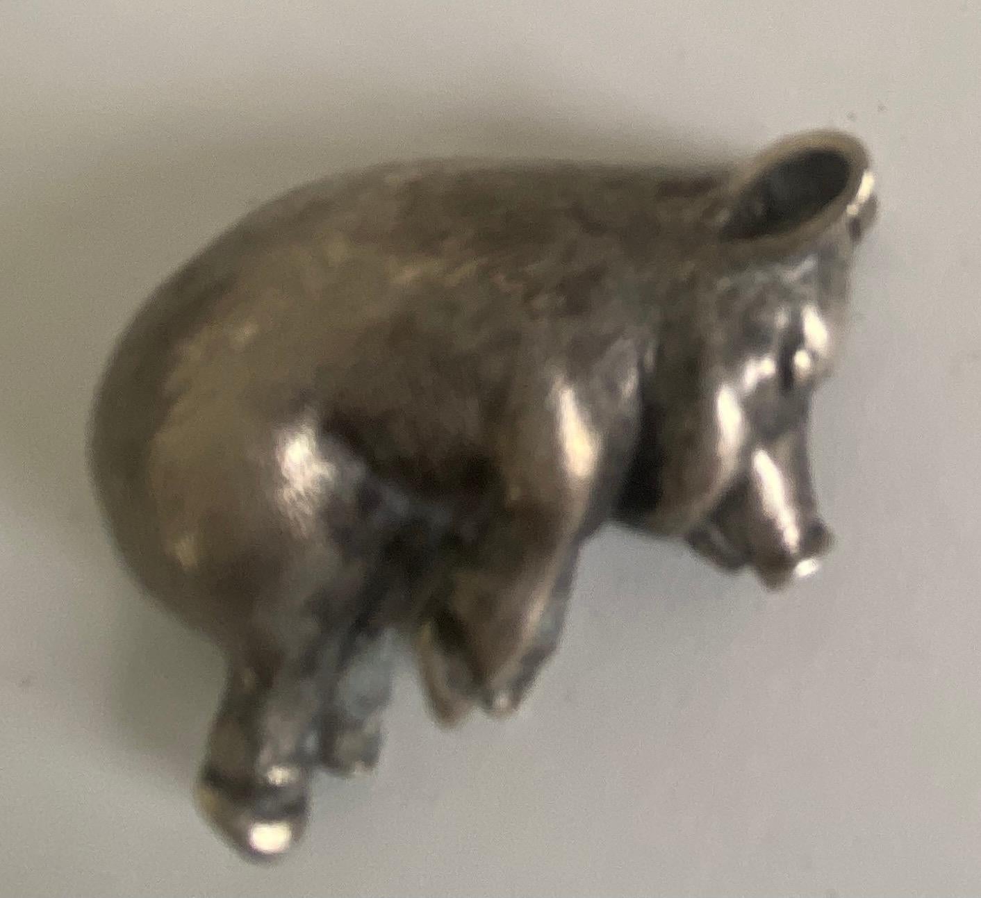 Petite Silver Piggy Paper Weight In Good Condition In Sheffield, MA
