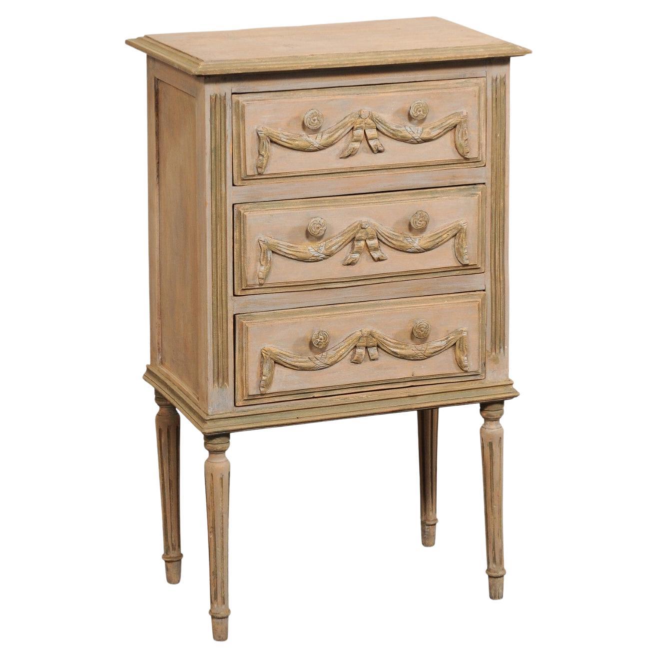 Petite-Sized French Neoclassical Style End-Chest with 3 Drawers