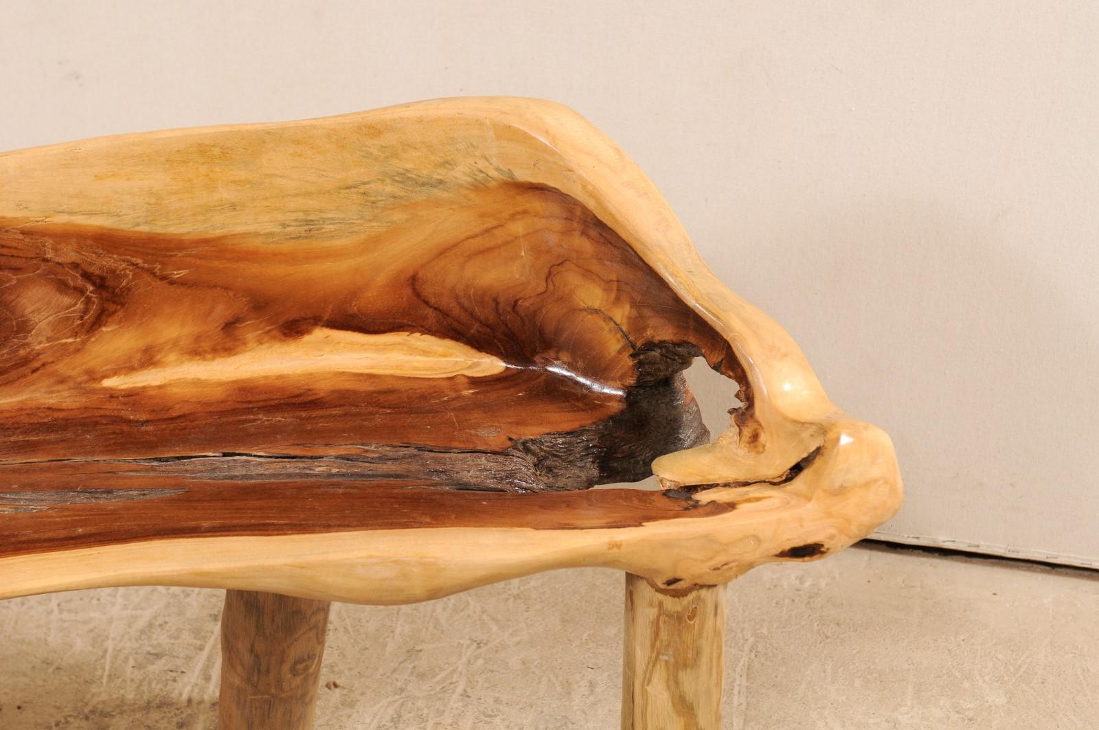 Bois Petit banc en teck massif de taille normale en vente
