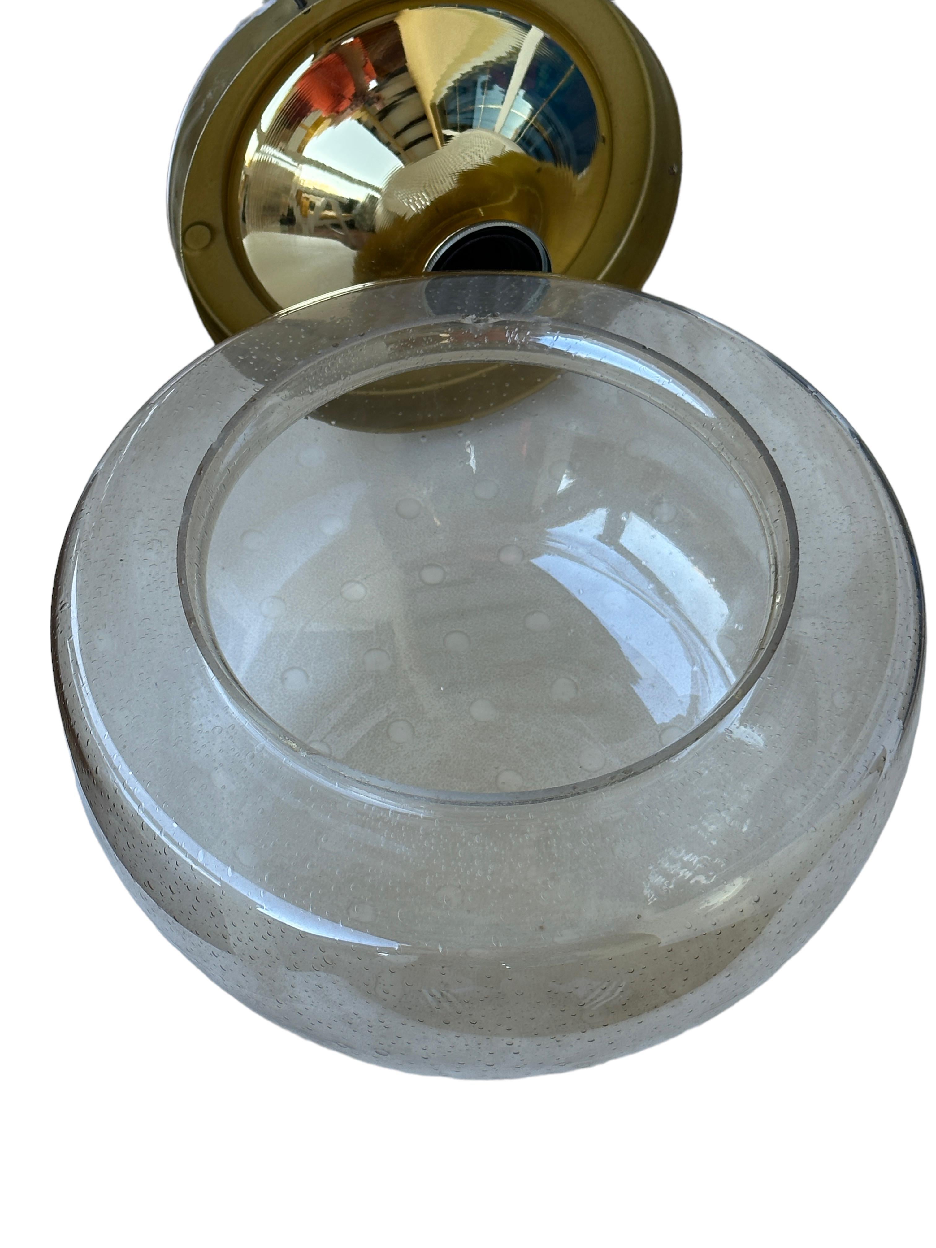 Petite Smoked Glass Glashuette Limburg One Light Sconce or Flush Mount For Sale 1
