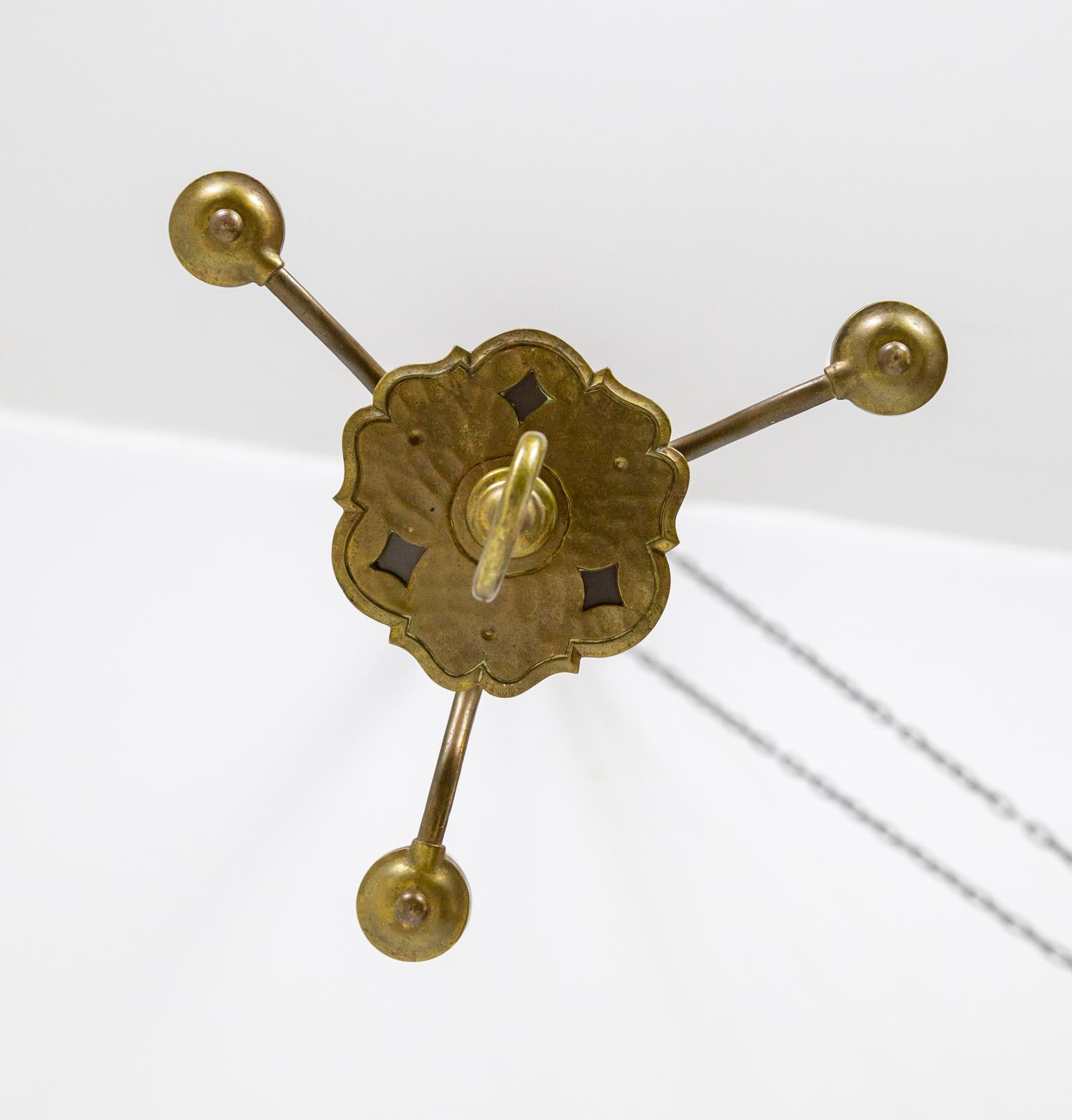 Petite Solid Brass Indian Anglo Chandelier For Sale 3