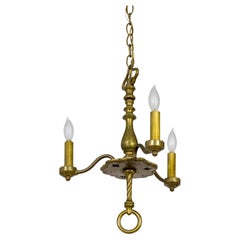 Antique Petite Solid Brass Indian Anglo Chandelier