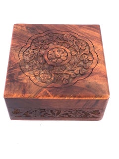 Petite Solid Rosewood Hand Carved Jewelry Box