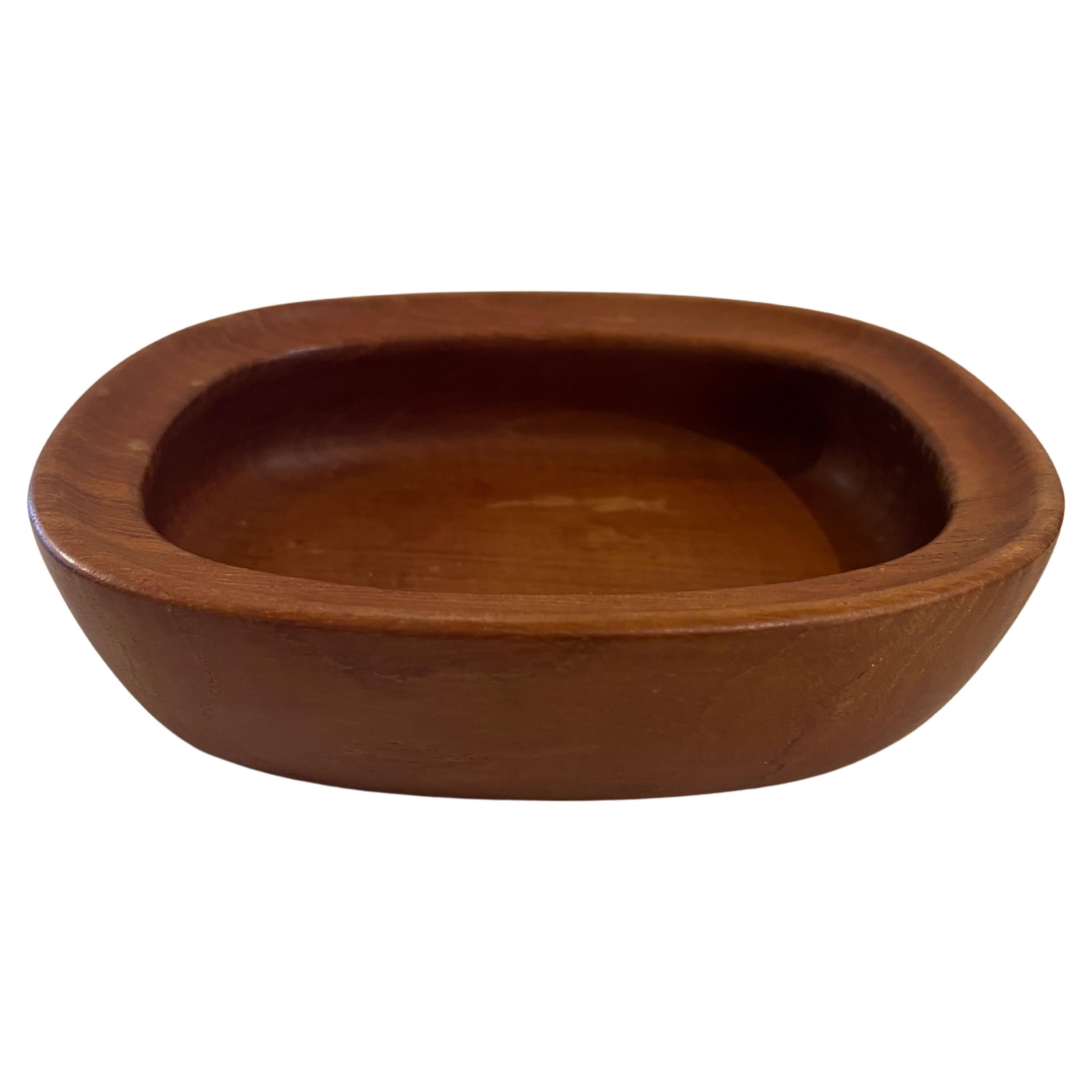 Petite Solid Teak rare Danish Modern Catch It All Bowl By Nissen For Sale