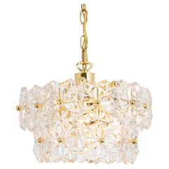 Petite Sölken Chandelier Gilt Brass and Crystal Glass, Germany, 1970s