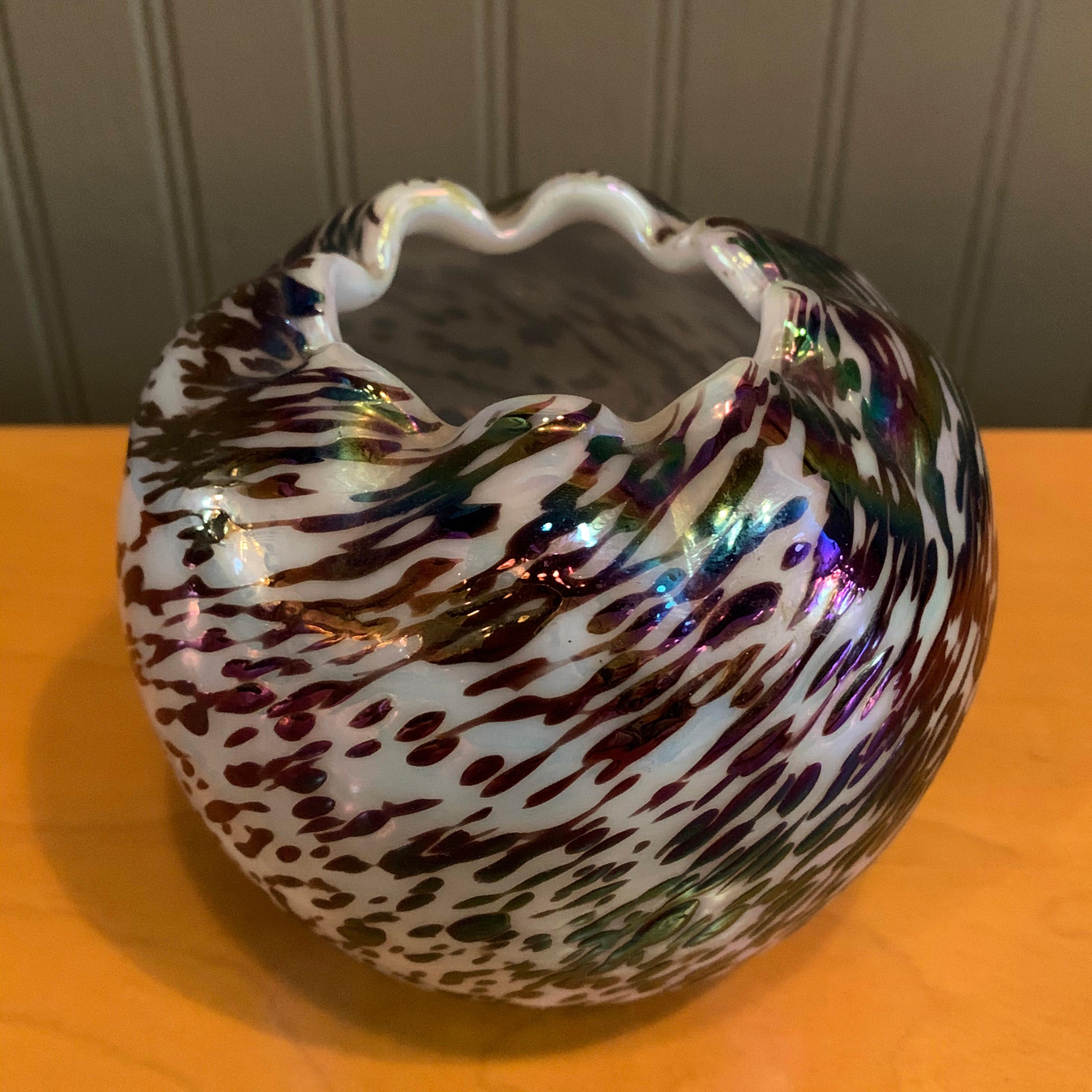 Unknown Petite Speckled Hand Blown Glass Vase