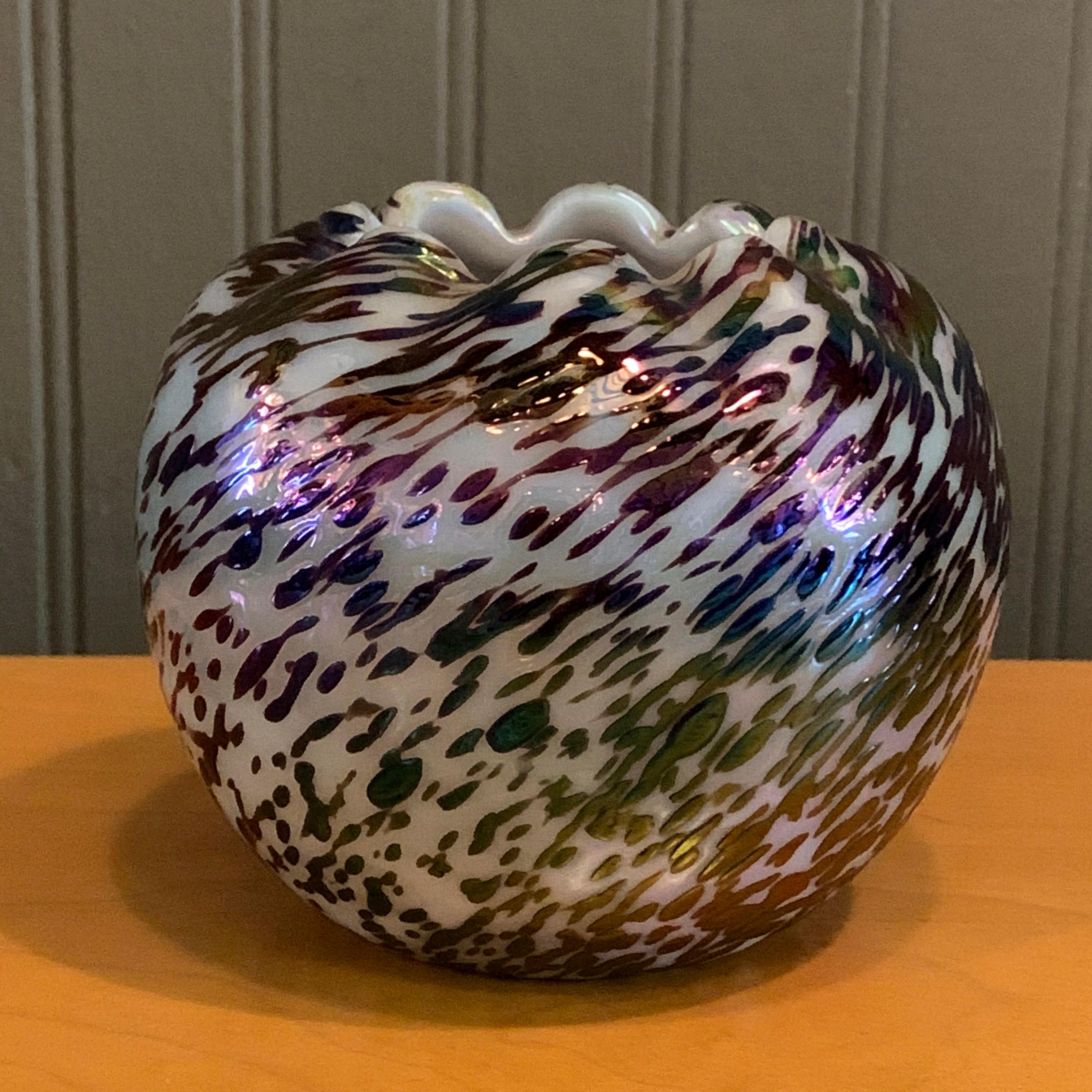 Petite Speckled Hand Blown Glass Vase In Good Condition In Brooklyn, NY