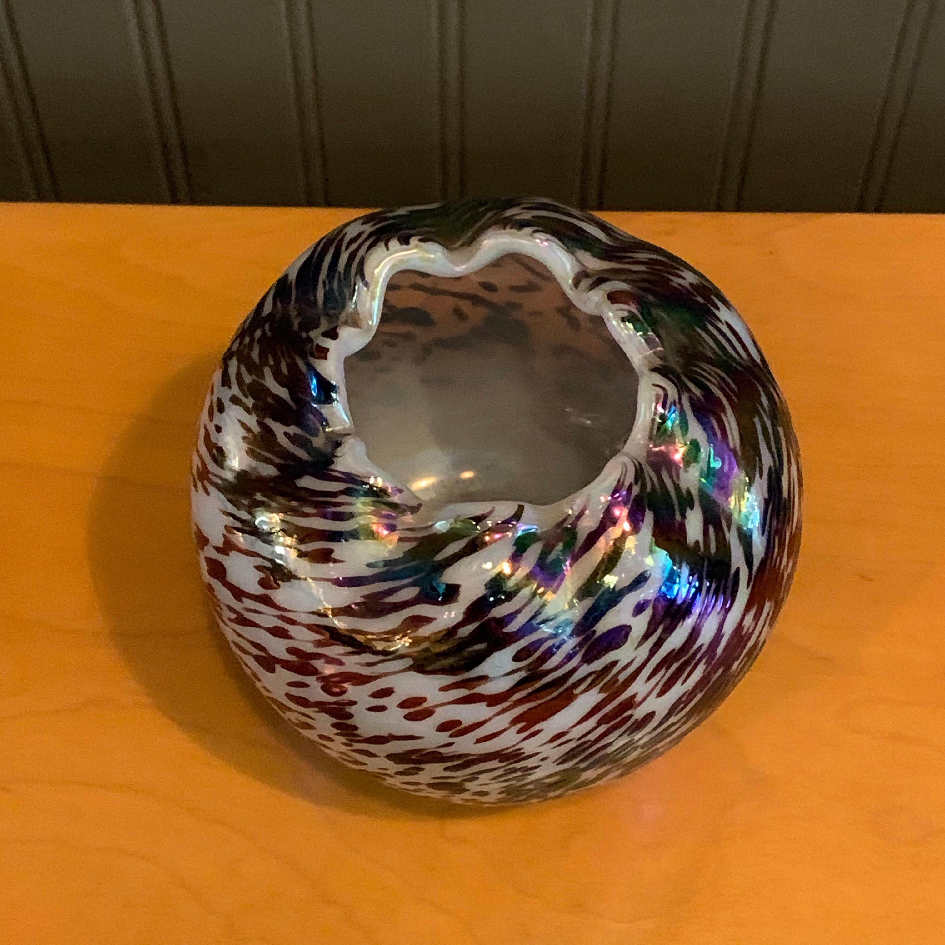 20th Century Petite Speckled Hand Blown Glass Vase