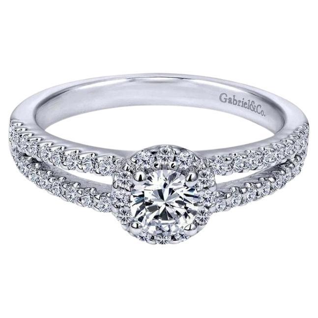 Petite Split Shank Diamond Halo Engagement Ring