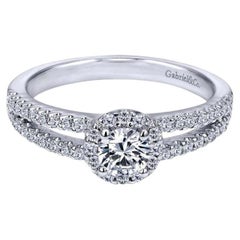 Petite Split Shank Diamond Halo Engagement Ring