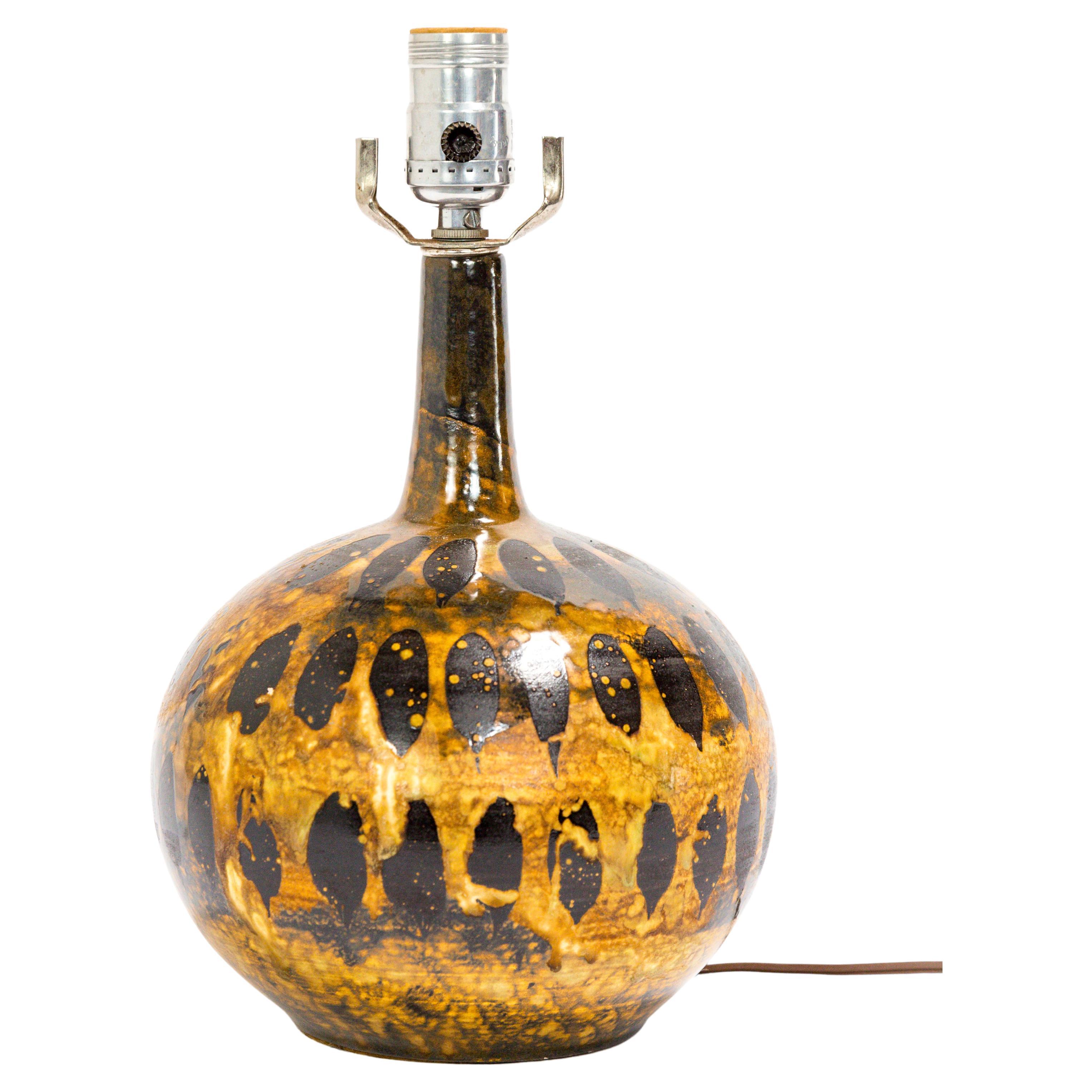 Petite Spotted Glaze Ceramic Gourd Lamp