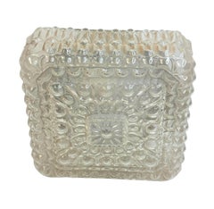 Petite Square Glass Bubble Pattern Flush Mount Ceiling Light, Austria, 1960s