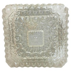 Petite Square Glass Bubble Pattern Flush Mount Ceiling Light, Austria, 1960s
