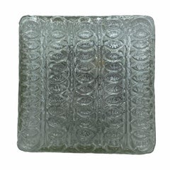 Plafoniera a incasso in vetro quadrato Petite Square Circle Pattern, Austria, anni '60