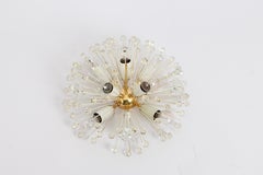 Petite Starburst Brass and Crystal Flush Mount by Emil Stejnar, Austria, 1960s