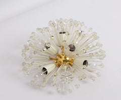 Petite Starburst Brass and Crystal Flush Mount by Emil Stejnar, Austria, 1960s