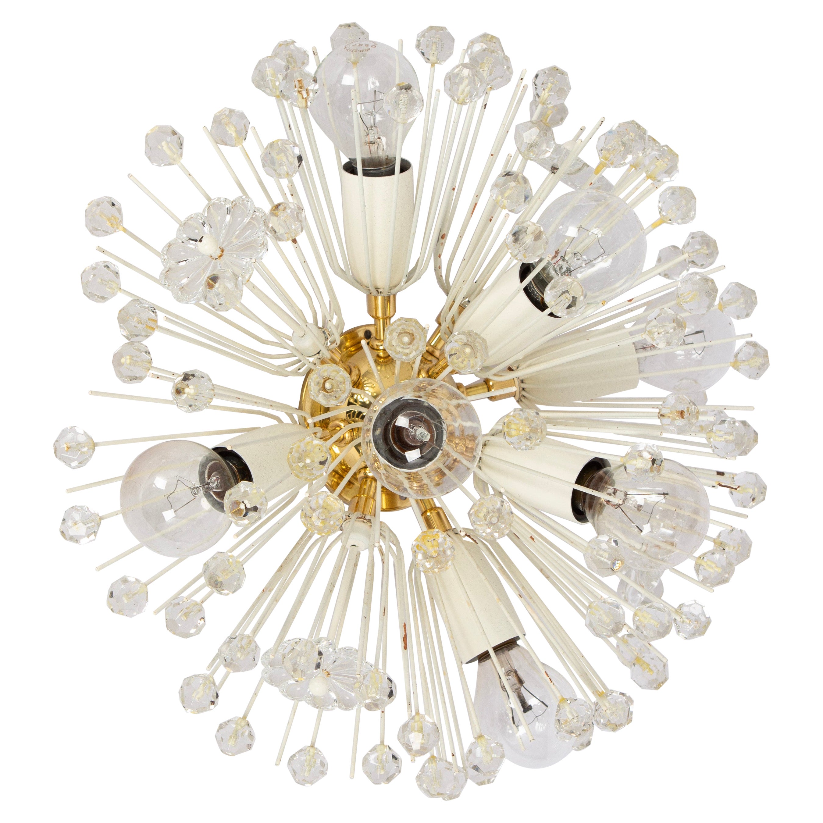 Empotrable Petite Starburst de latón y cristal de Emil Stejnar, Austria, años 60