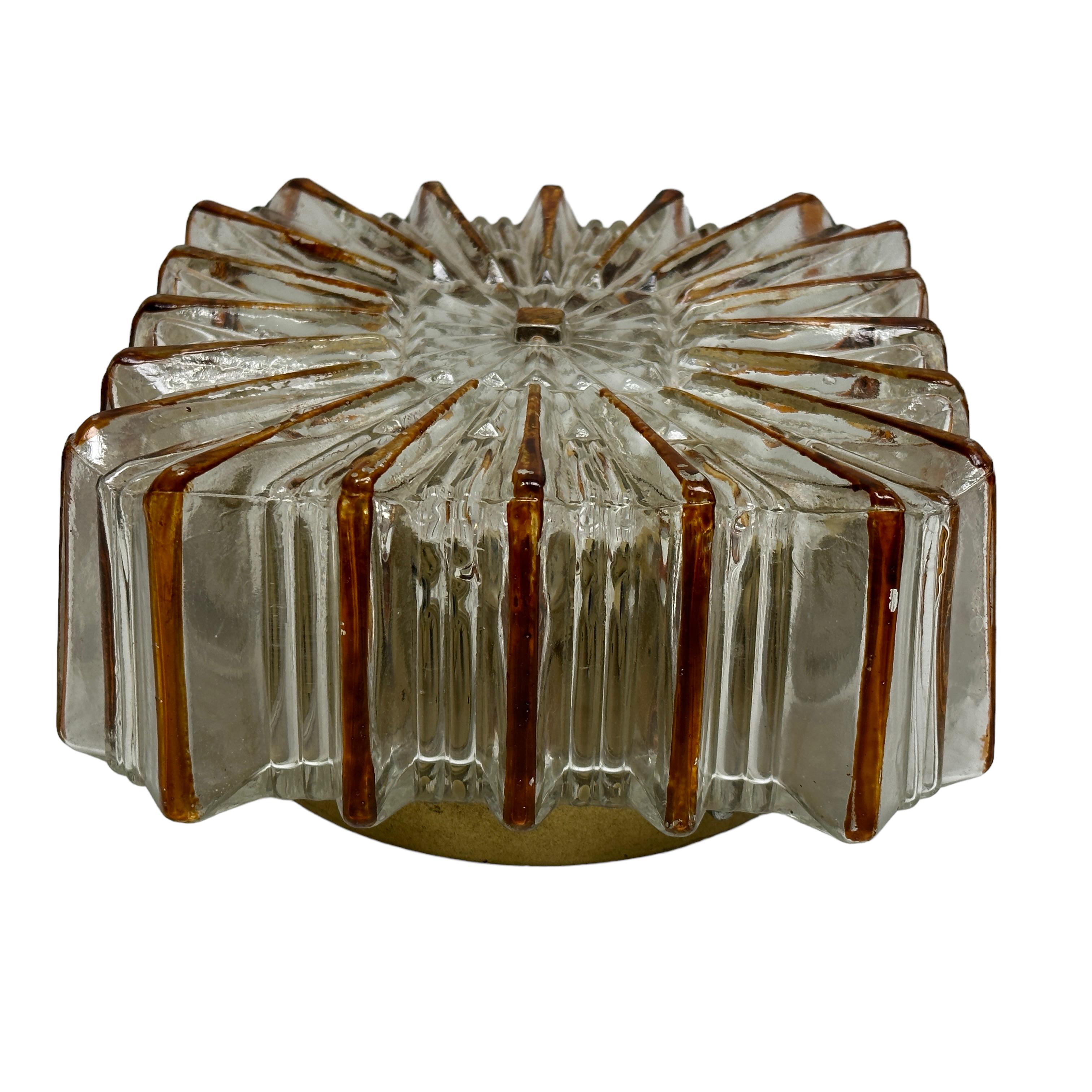 German Petite Starburst Pattern Limburg Flush Mount or Wall Light, 1970s