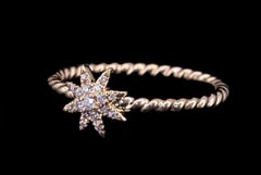 Petite Starburst Station Ring 18K Yellow Gold with Diamonds