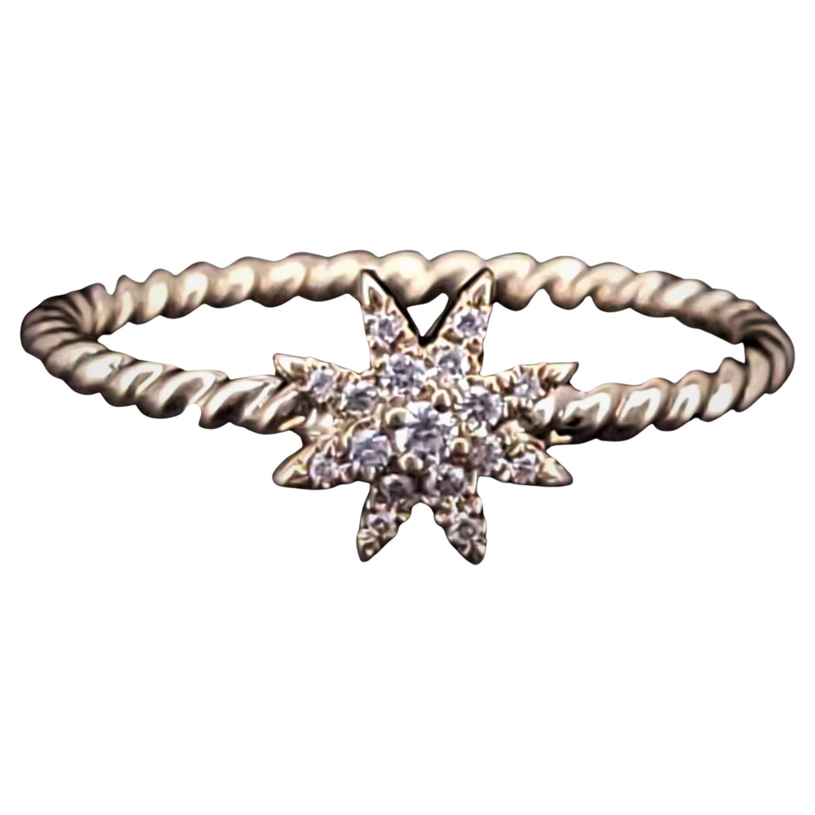 Petite Starburst Station Ring 18K Yellow Gold with Diamonds For Sale