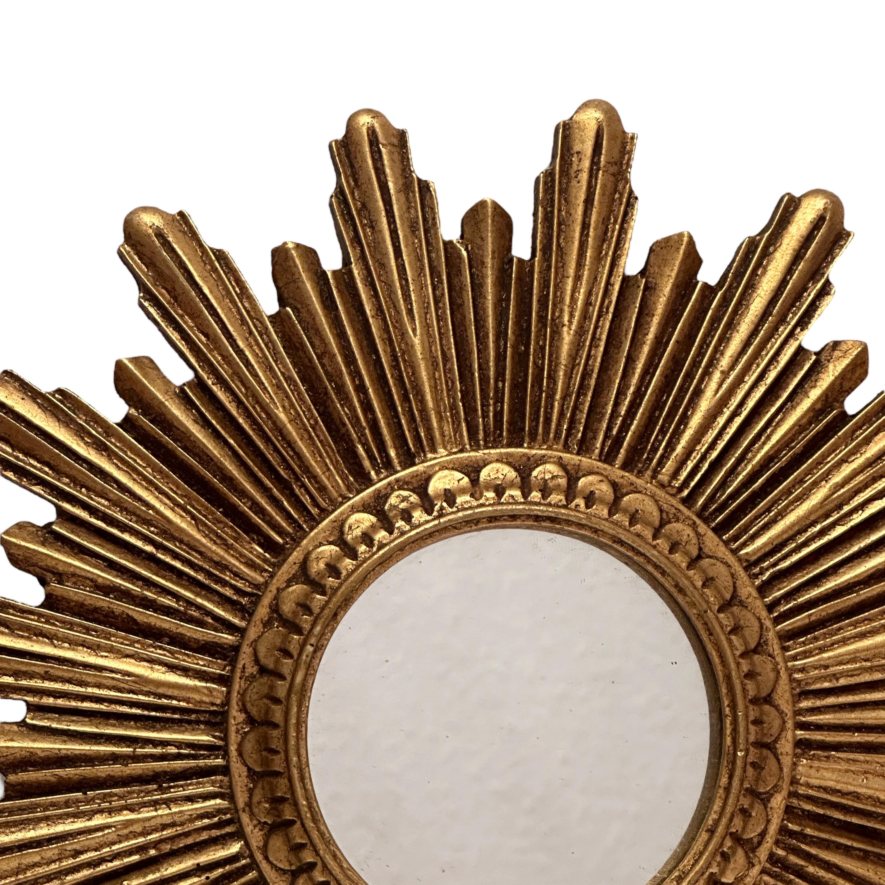 Gilt Petite Starburst Sunburst Gilded Mirror, circa 1960s