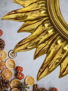 Petite Starburst Sunburst Gilded Resin Mirror, Belgium, circa 1970s