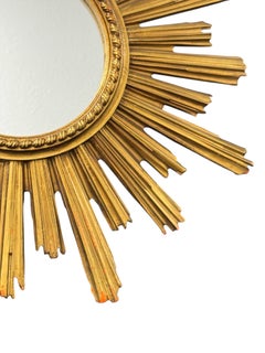 Specchio Petite Starburst Sunburst in resina dorata, Belgio, anni '70 circa