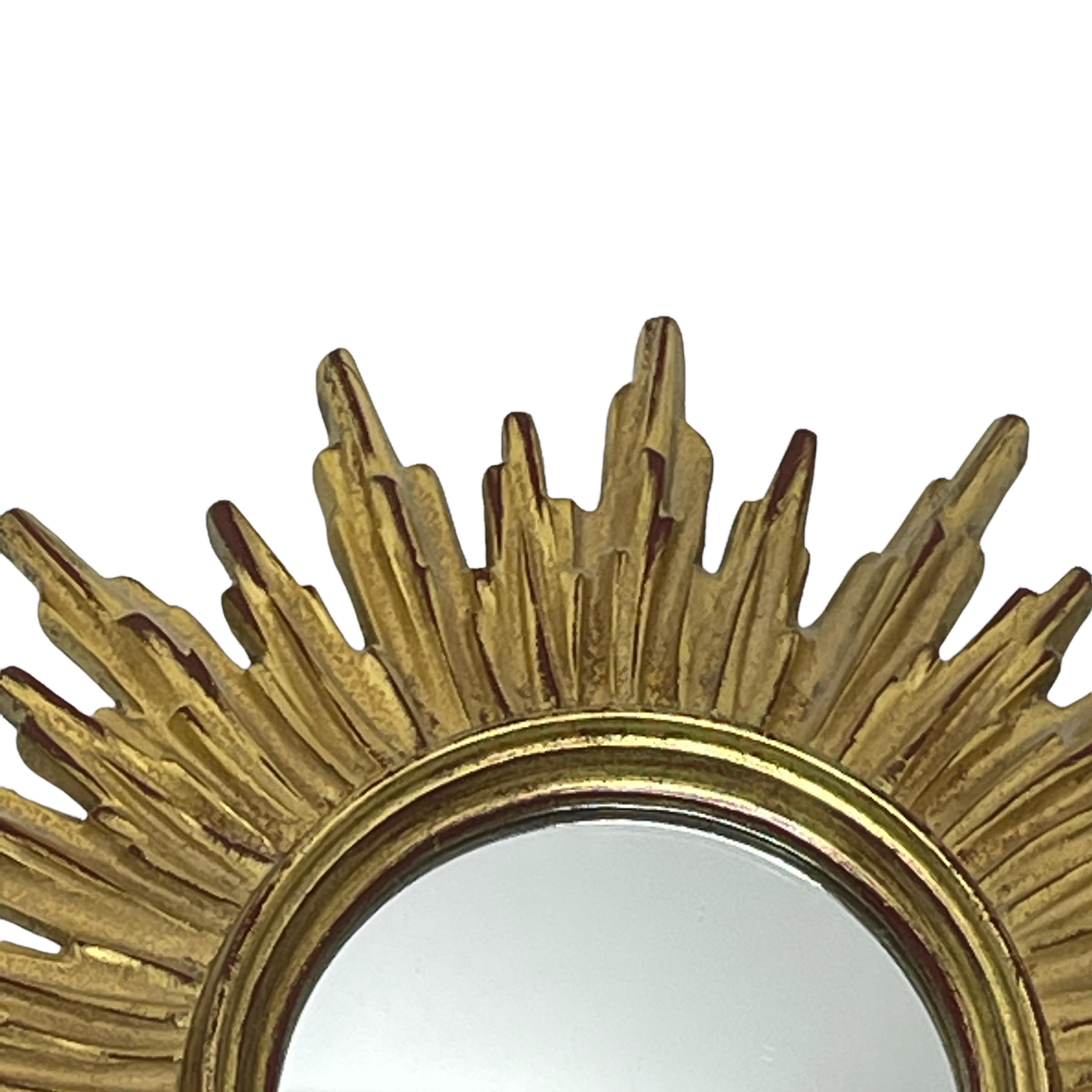 Gilt Petite Starburst Sunburst Gilded Resin Mirror, Belgium, circa 1970s