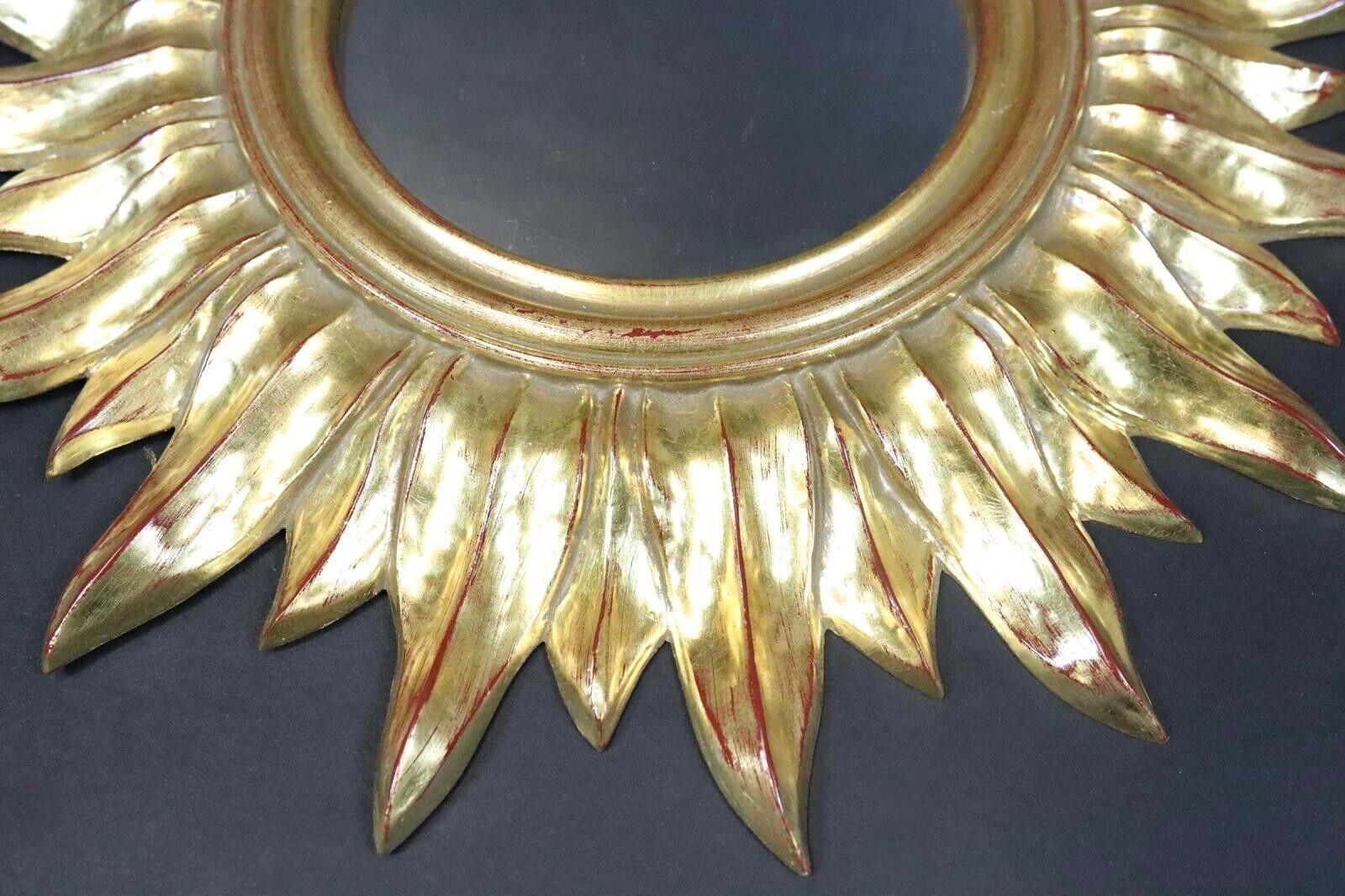 Late 20th Century Petite Starburst Sunburst Gilded Resin Mirror, Belgium, circa 1970s For Sale