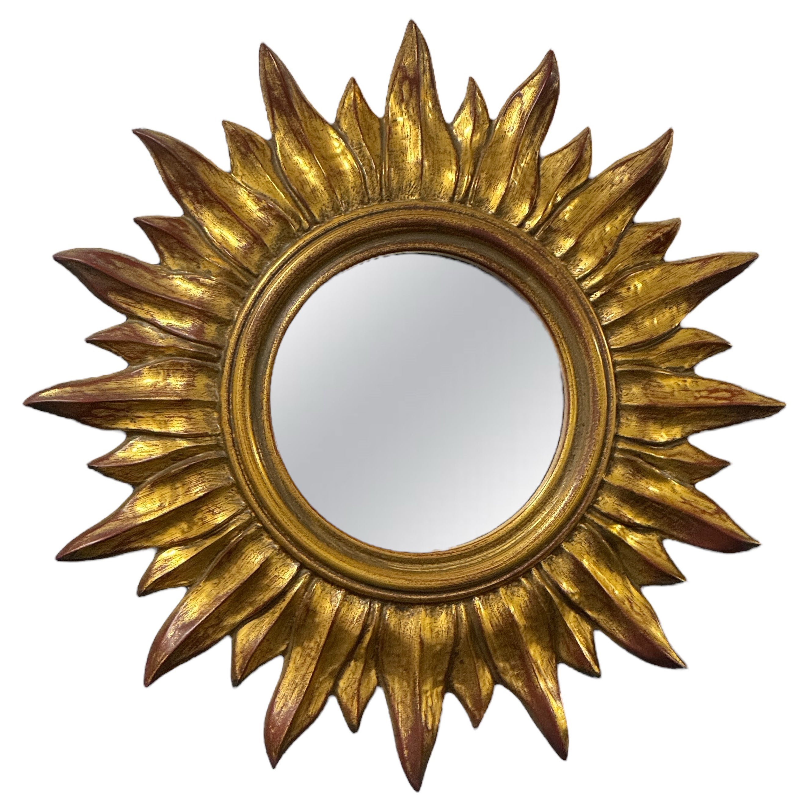 Petite Starburst Sunburst Gilded Resin Mirror, Belgium, circa 1970s