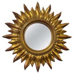 Petite Starburst Sunburst Gilded Resin Mirror, Belgium, circa 1970s