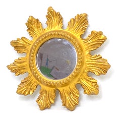 Petite Starburst Sunburst Gilded Wood and Composition Mirror, France