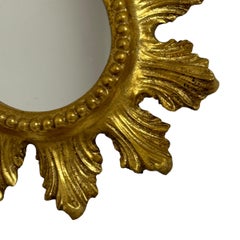 Petite Starburst Sunburst Gilded Wood and Composition Mirror, Italy