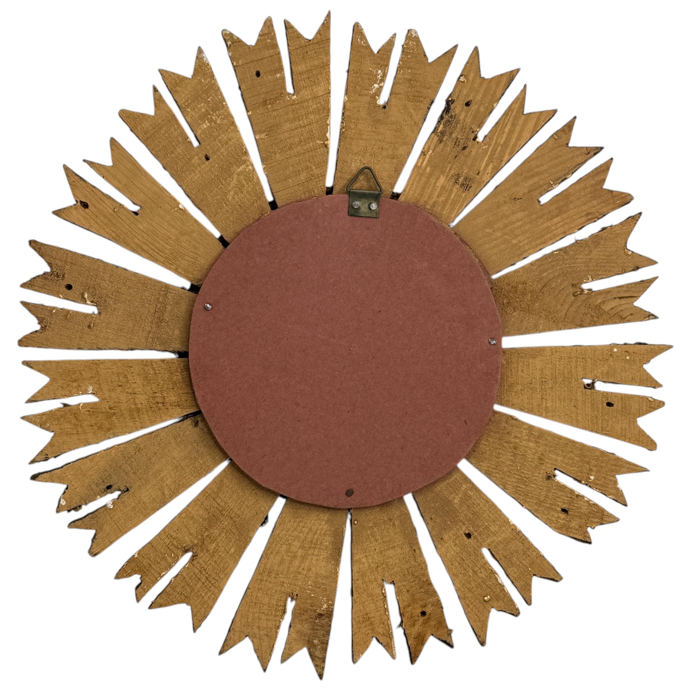 Petite Starburst Sunburst Gilded Wood Convex Mirror, Germany circa 1950s For Sale 8