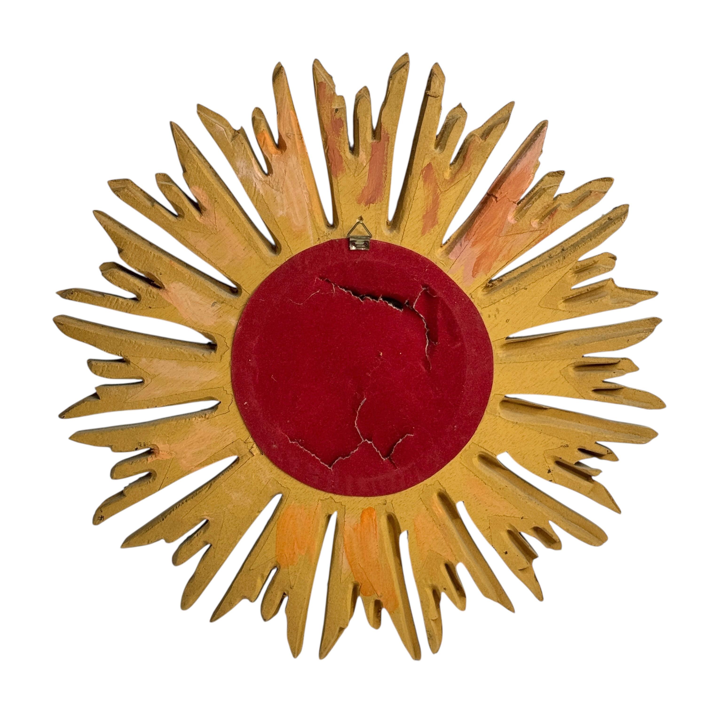 Petite Starburst Sunburst Gilded Wood Mirror, Germany circa 1950s For Sale 12