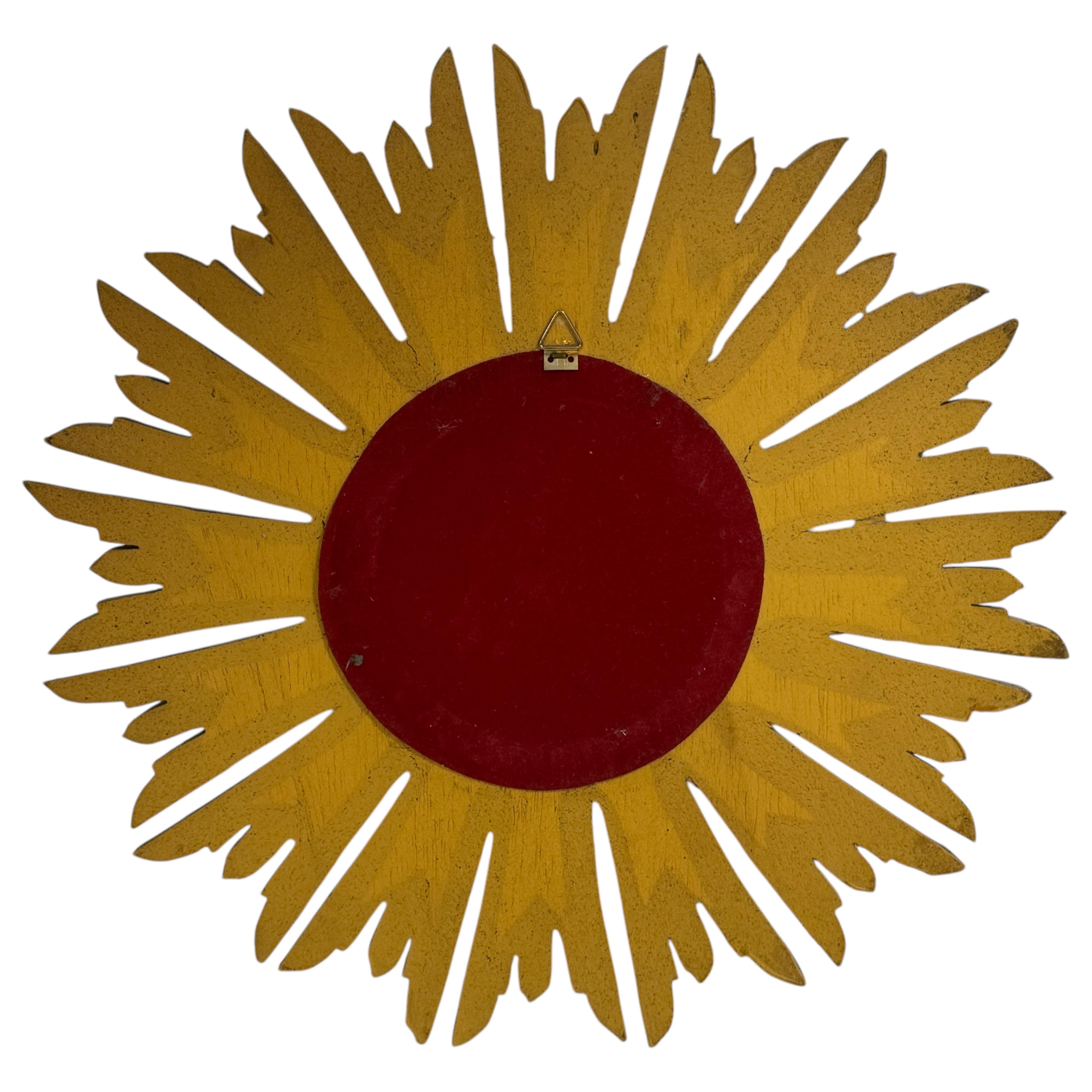 Petite Starburst Sunburst Vergoldeter Holzspiegel, Deutschland ca. 1950er Jahre 3