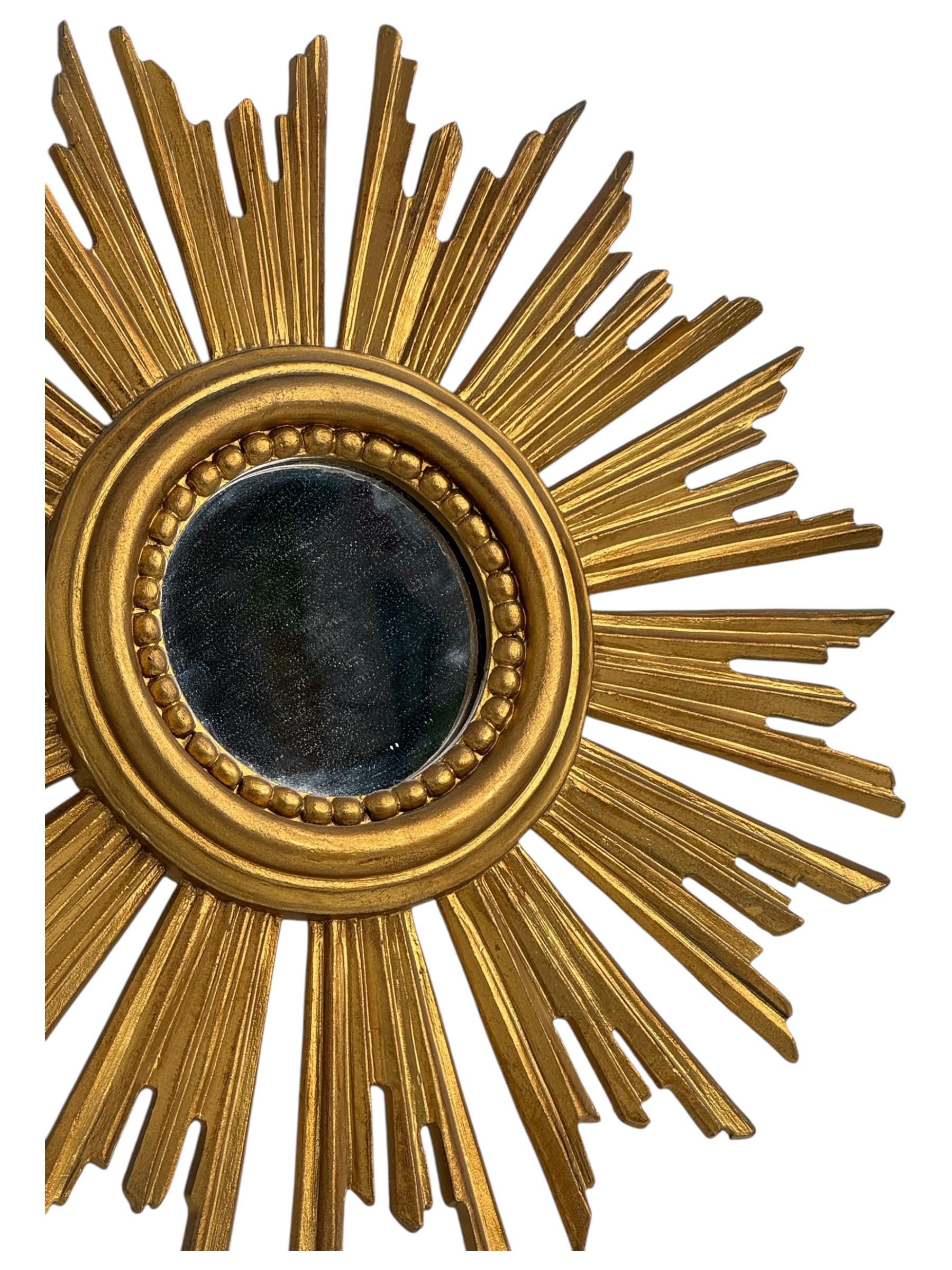 Gilt Petite Starburst Sunburst Mirror Gilded Plastic, Made in Italy, circa 1960s