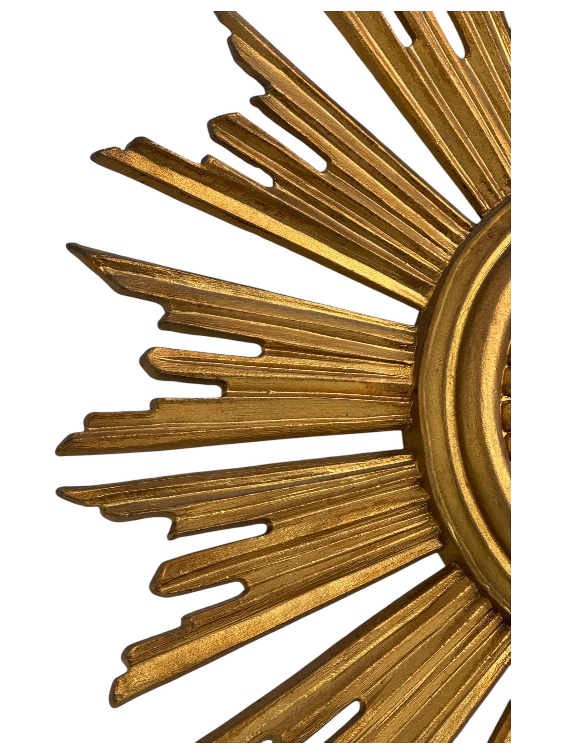 Petite Starburst Sunburst Mirror Gilded Plastic, Made in Italy, circa 1960s 1