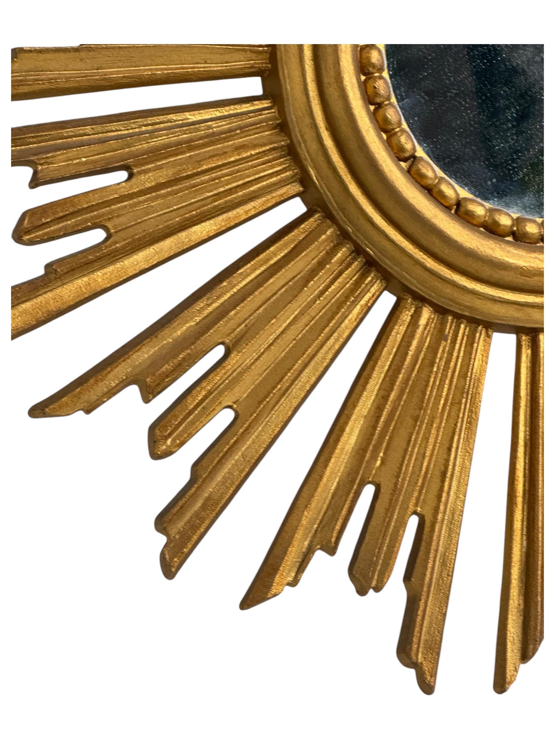 Petite Starburst Sunburst Mirror Gilded Plastic, Made in Italy, circa 1960s 2