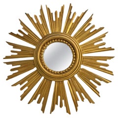 Petite Starburst Sunburst Spiegel Vergoldeter Kunststoff, Made in Italy, ca. 1960er Jahre