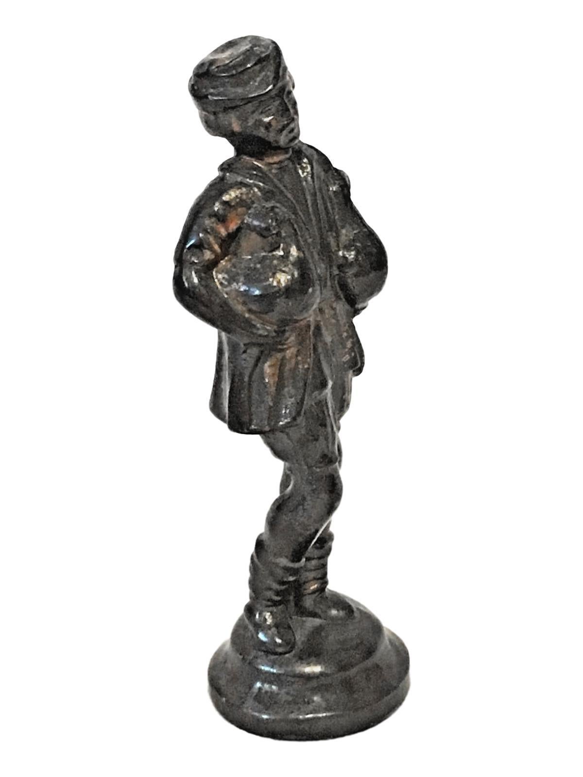 Art Nouveau Petite Statue Figure of the Nuremberg Water Fountain Goose Man Antique Souvenir For Sale