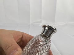 Petite Sterling Silver & Cut Glass Personal Liquor Flask or Vanity Flask