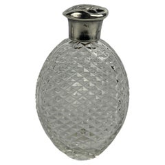 Petite Sterling Silver & Cut Glass Personal Liquor Flask or Vanity Flask