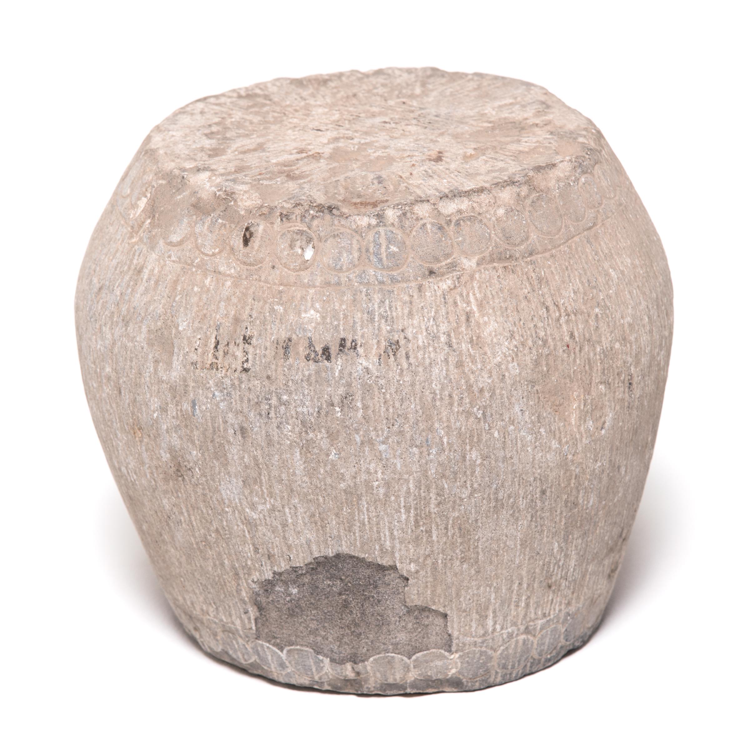 Chinese Petite Stone Drum Pedestal, c. 1850 For Sale