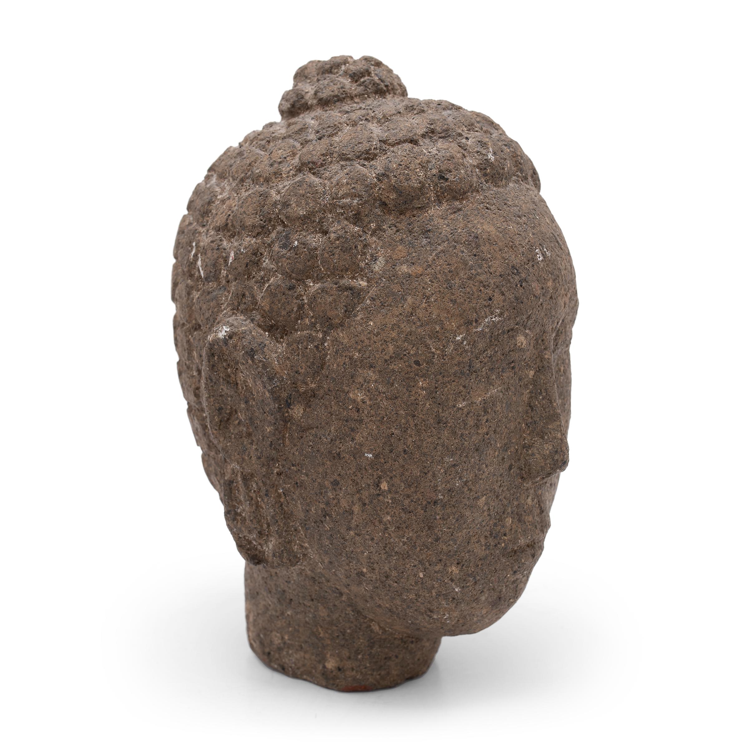 Chinese Petite Stone Shakyamuni Buddha Head