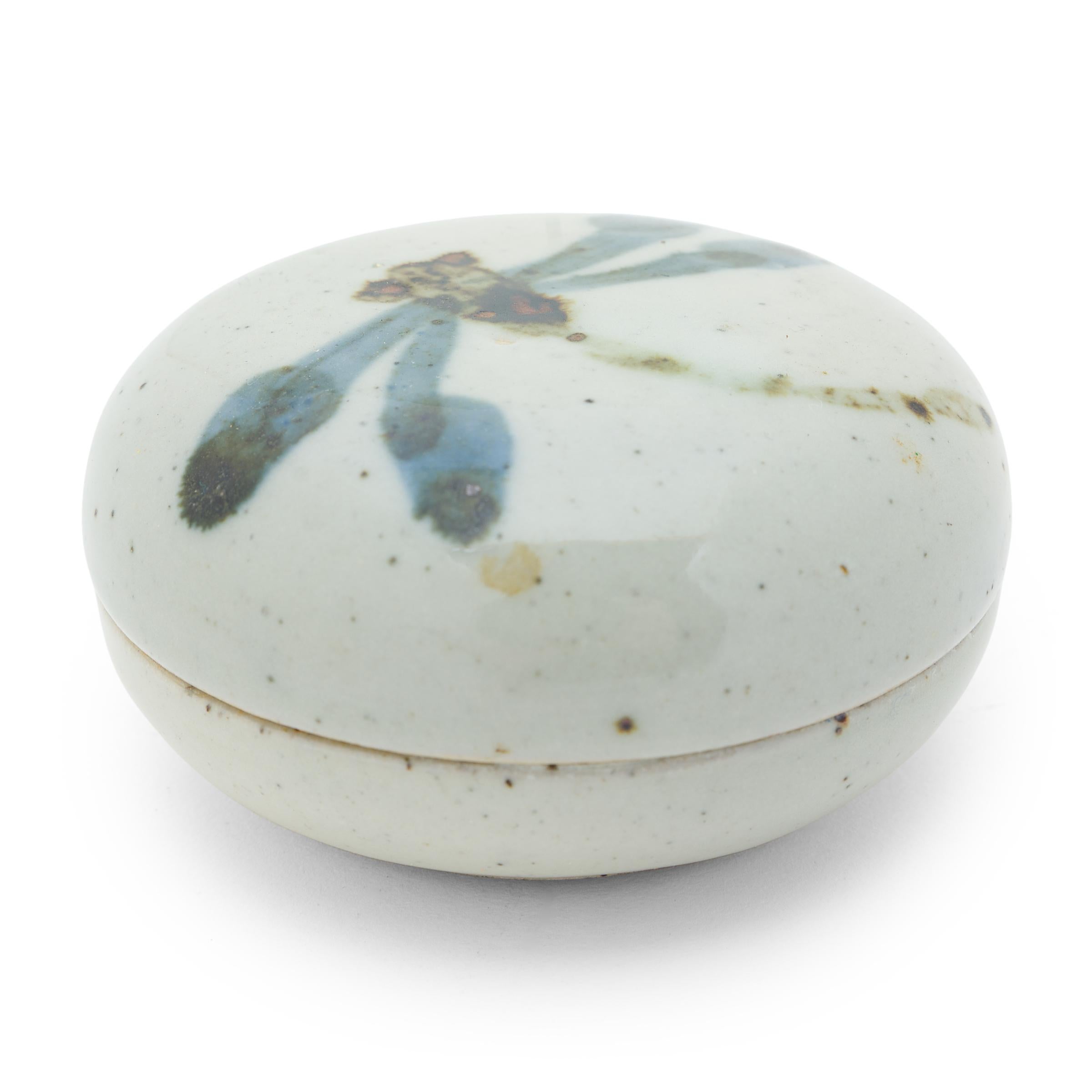 Chinese Petite Stoneware Dragonfly Box