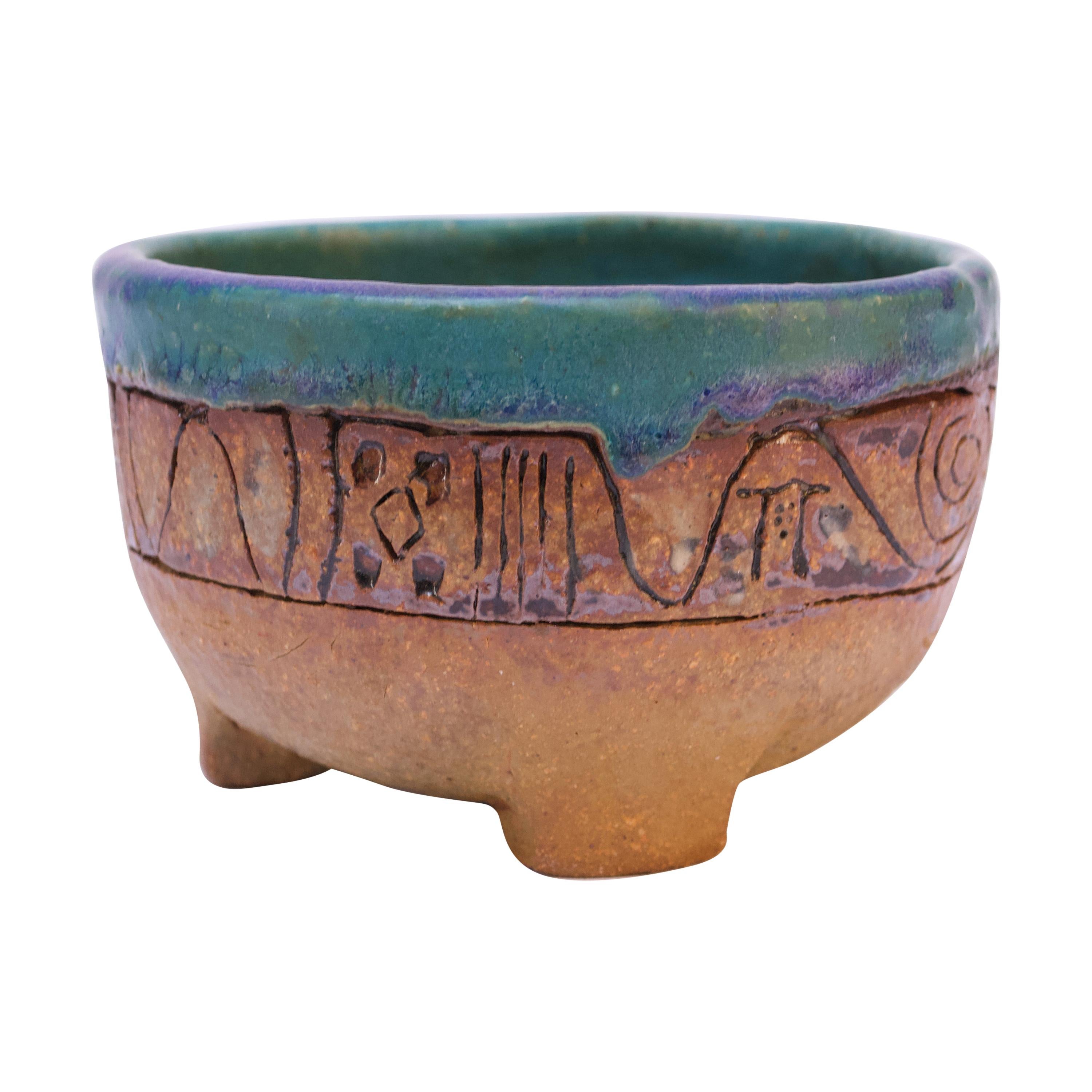 Petite Stoneware "Tree of Life" Mortar Bowl / Vide Poche For Sale