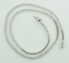 Petite Straight Line Diamond Necklace in White Gold