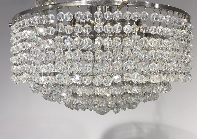 Petite Strauss Austrian Crystal Nickel Finish Waterfall Chandelier For Sale  at 1stDibs